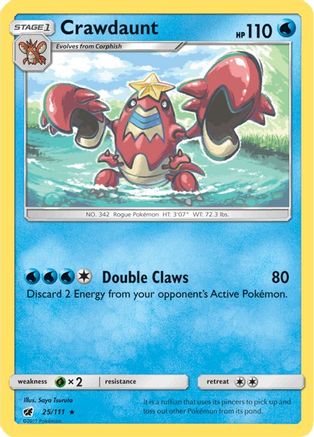 Crawdaunt 025  - Reverse Holofoil SM  Crimson Invasion - Rare