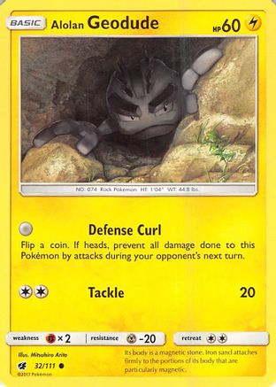 Alolan Geodude 032/111  - Reverse Holofoil SM  Crimson Invasion - Common
