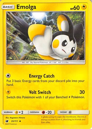 Emolga 035/111  - Reverse Holofoil SM  Crimson Invasion - Uncommon
