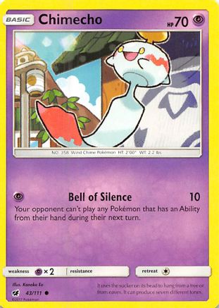 Chimecho 043/111  - Reverse Holofoil SM  Crimson Invasion - Common