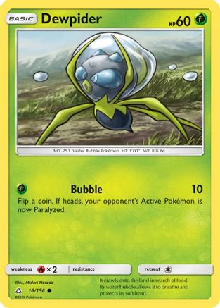 Dewpider 016  - Reverse Holofoil SM  Ultra Prism - Common