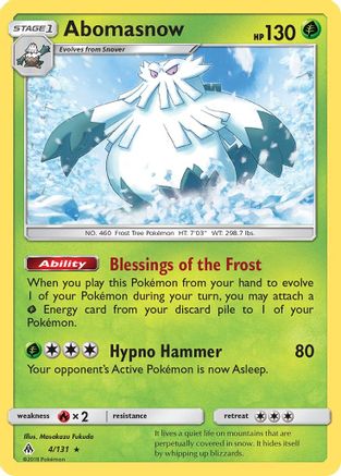 Abomasnow 004  - Reverse Holofoil SM  Forbidden Light - Rare