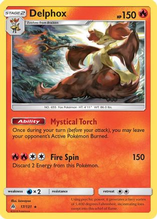 Delphox 017/131  - Reverse Holofoil SM  Forbidden Light - Holo Rare