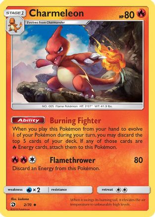 Charmeleon 002/70  - Reverse Holofoil Dragon Majesty - Uncommon