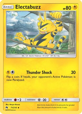 Electabuzz 071  - Reverse Holofoil SM  Lost Thunder - Uncommon