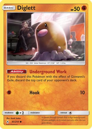 Diglett 085/214  - Reverse Holofoil SM  Unbroken Bonds - Common