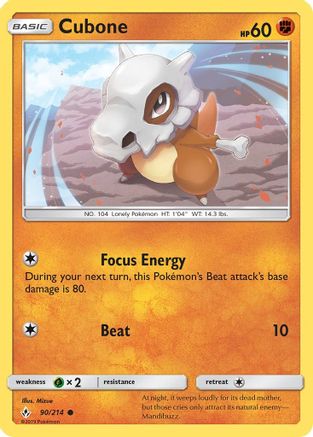 Cubone 090/214  - Reverse Holofoil SM  Unbroken Bonds - Common