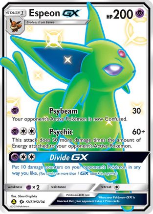 Espeon GX SV60  - Holofoil Hidden Fates Shiny Vault - Shiny Holo Rare