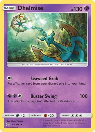 Dhelmise 098/236  - Reverse Holofoil SM  Cosmic Eclipse - Uncommon