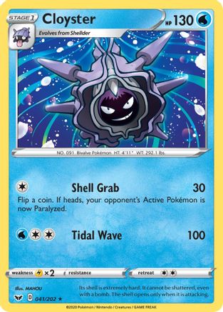 Cloyster 041/202  - Reverse Holofoil SWSH01 Sword & Shield Base Set - Rare