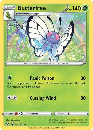 Butterfree 003/192  - Holofoil SWSH02 Rebel Clash - Rare