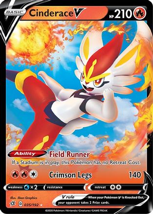 Cinderace V 035/192  - Holofoil SWSH02 Rebel Clash - Ultra Rare