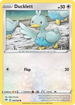 Ducklett 148/189  SWSH03 Darkness Ablaze - Common