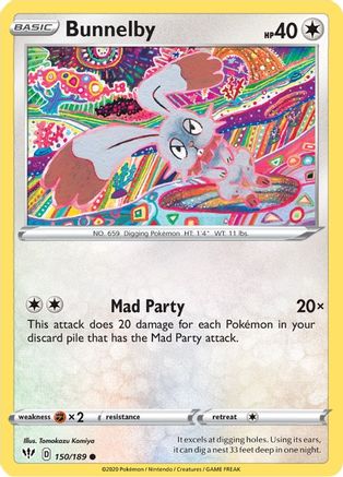 Bunnelby 150/189  - Reverse Holofoil SWSH03 Darkness Ablaze - Common