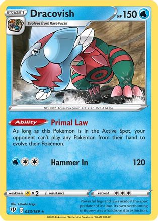 Dracovish 053/189  - Reverse Holofoil SWSH03 Darkness Ablaze - Holo Rare