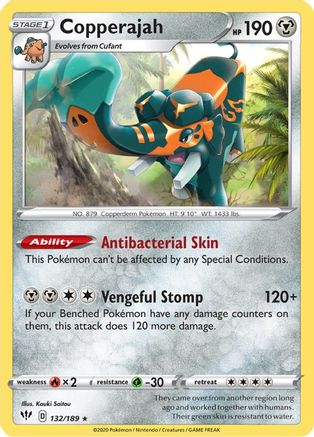 Copperajah 132/189  - Reverse Holofoil SWSH03 Darkness Ablaze - Holo Rare