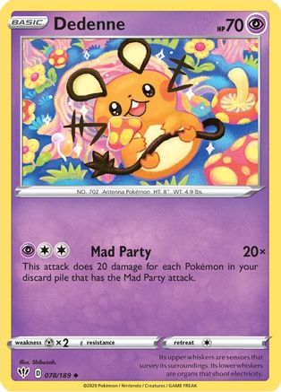Dedenne 078/189  - Reverse Holofoil SWSH03 Darkness Ablaze - Uncommon