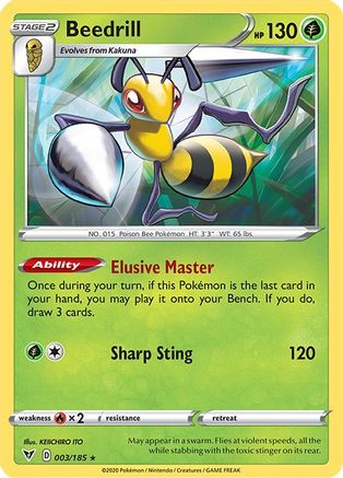 Beedrill 003/185  - Reverse Holofoil SWSH04 Vivid Voltage - Rare
