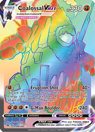 Coalossal VMAX (Secret) 189/185  - Holofoil SWSH04 Vivid Voltage - Secret Rare