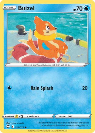 Buizel 022/072  - Reverse Holofoil Shining Fates - Common