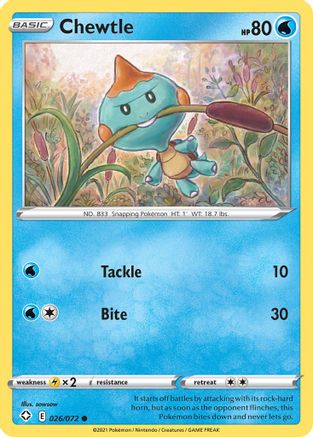 Chewtle 026/072  - Reverse Holofoil Shining Fates - Common