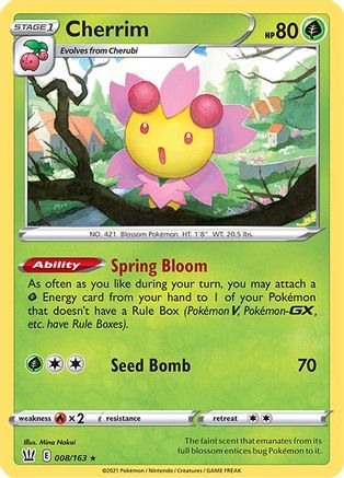 Cherrim 008/163  - Reverse Holofoil SWSH05 Battle Styles - Holo Rare