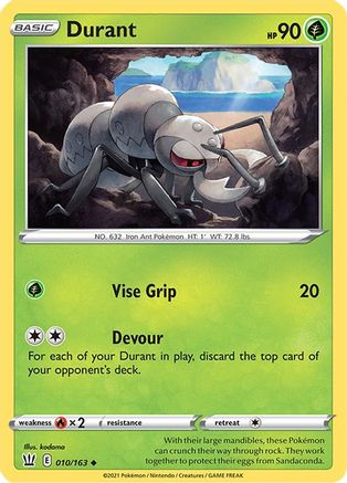 Durant 010/163  - Reverse Holofoil SWSH05 Battle Styles - Uncommon