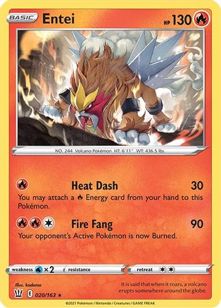 Entei 020/163  - Reverse Holofoil SWSH05 Battle Styles - Holo Rare