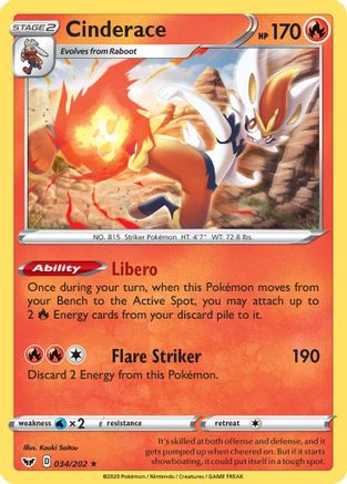 Cinderace 034/202  Deck Exclusives - Rare