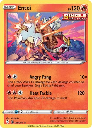Entei 019/203  - Reverse Holofoil SWSH07 Evolving Skies - Holo Rare