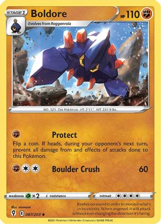 Boldore 087/203  - Reverse Holofoil SWSH07 Evolving Skies - Uncommon