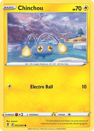 Chinchou 052/203  SWSH07 Evolving Skies - Common