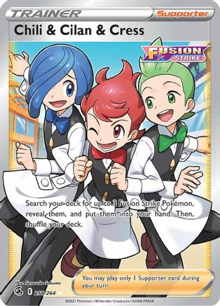 Chili & Cilan & Cress (Full Art) 258/264  - Holofoil SWSH08 Fusion Strike - Ultra Rare