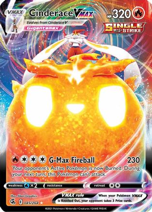 Cinderace VMAX 045/264  - Holofoil SWSH08 Fusion Strike - Ultra Rare