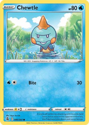 Chewtle 080/264  - Reverse Holofoil SWSH08 Fusion Strike - Common