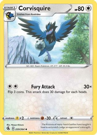 Corvisquire 220/264  SWSH08 Fusion Strike - Uncommon