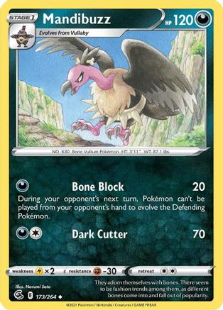 Mandibuzz 173/264  SWSH08 Fusion Strike - Uncommon