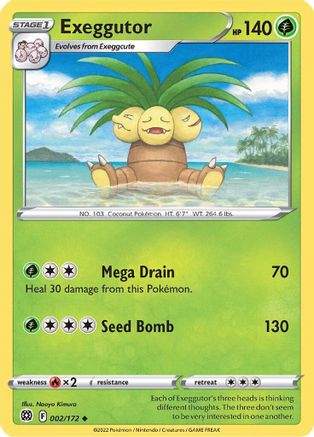 Exeggutor 002/172  SWSH09 Brilliant Stars - Uncommon