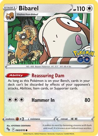 Bibarel 060/078  - Reverse Holofoil Pokemon GO - Common