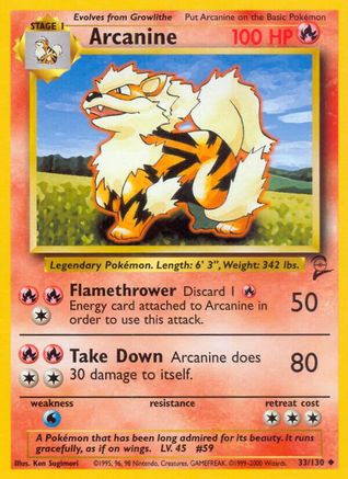 Arcanine 033/130  Base Set 2 - Uncommon