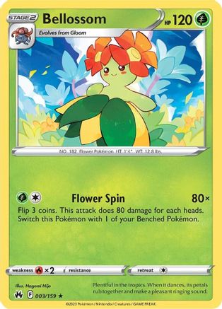 Bellossom 003/159  - Reverse Holofoil Crown Zenith - Rare