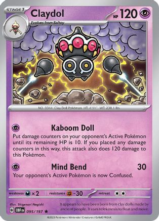 Claydol 095/197  - Holofoil SV03 Obsidian Flames - Rare