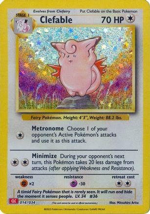 Clefable 014/034  - Holofoil Trading Card Game Classic - Classic Collection