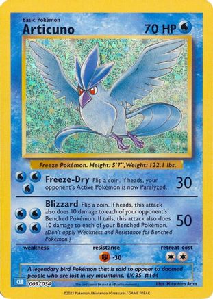 Articuno 009/034  - Holofoil Trading Card Game Classic - Classic Collection