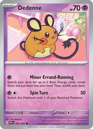 Dedenne 036/091  - Reverse Holofoil SV Paldean Fates - Common