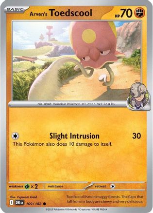 Arven's Toedscool 109  - Reverse Holofoil SV10 Destined Rivals - Common