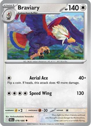Braviary 077/086  - Reverse Holofoil SV White Flare - Uncommon