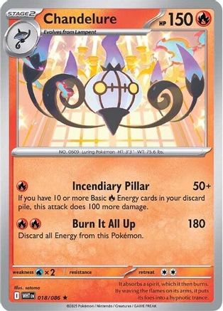 Chandelure 017/086  - Holofoil SV Black Bolt - Rare