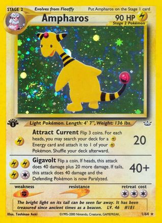 Ampharos 001/64  - Unlimited Holofoil Neo Revelation - Holo Rare