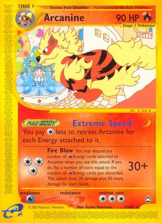 Arcanine 002  Aquapolis - Rare